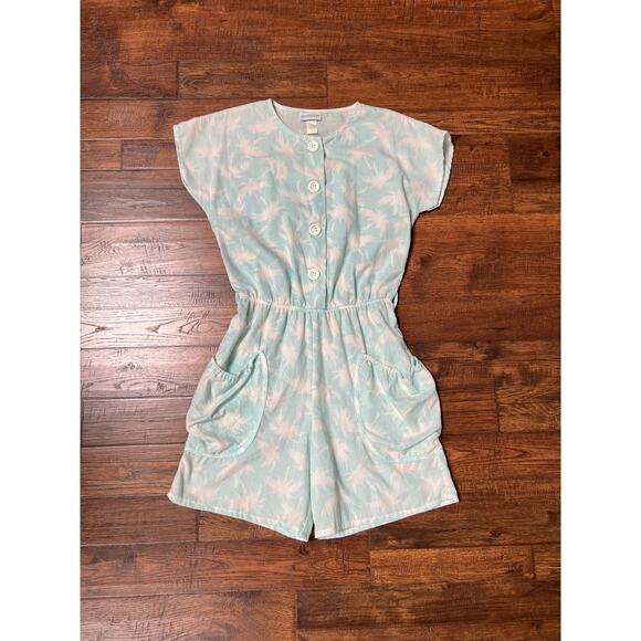 Vintage Clothing One Piece Jumper White Palm Trees on Baby Blue Medium Dandelion - Picture 1 of 11